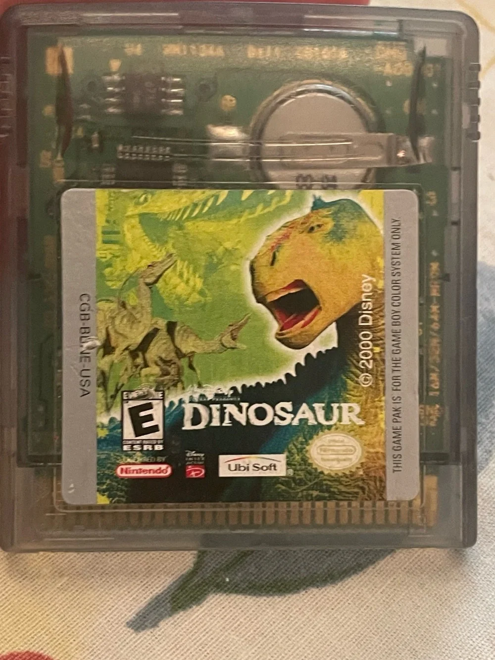 Nintendo Game Boy Color Clear Gray Dinosaur Cartridge